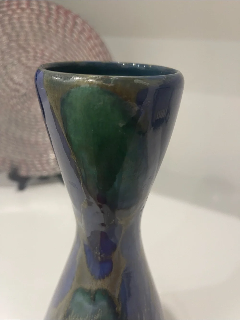 Signed “Monterey Jade” Art pottery 11.5” Tall vase. MCM